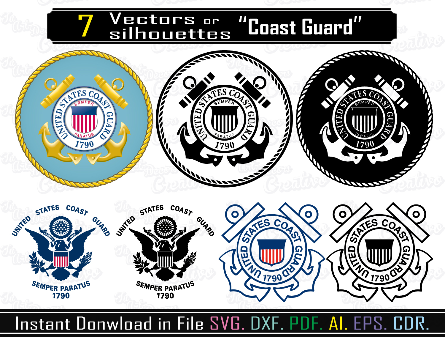 Coast Guard Svg. Clipart Naval Guard, File Dxf, Vector for Cut or Laser ...