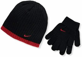 Nike Youth Boy's Knit Beanie & Gloves Black / Gym Red - $31.78