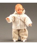 Dressed Baby Doll 0257 Caco Rain Jacket Sculpted Hair Dollhouse Miniature - $16.43