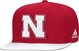 adidas Nebraska Cornhuskers Flat Brim Sideline Snapback Adjustable Hat-Red, OSFA - $15.83