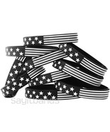 100 US Flag Stars and Stripes Wristband Featuring Thin GRAY Line - USA B... - $48.39