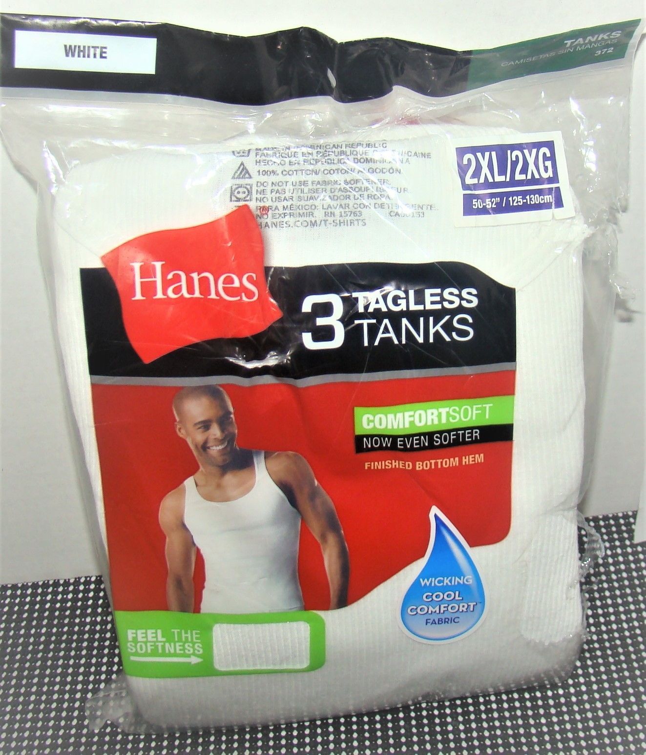 HANES 3 WHITE TAGLESS TANKS 2XL - T-Shirts, Tank Tops