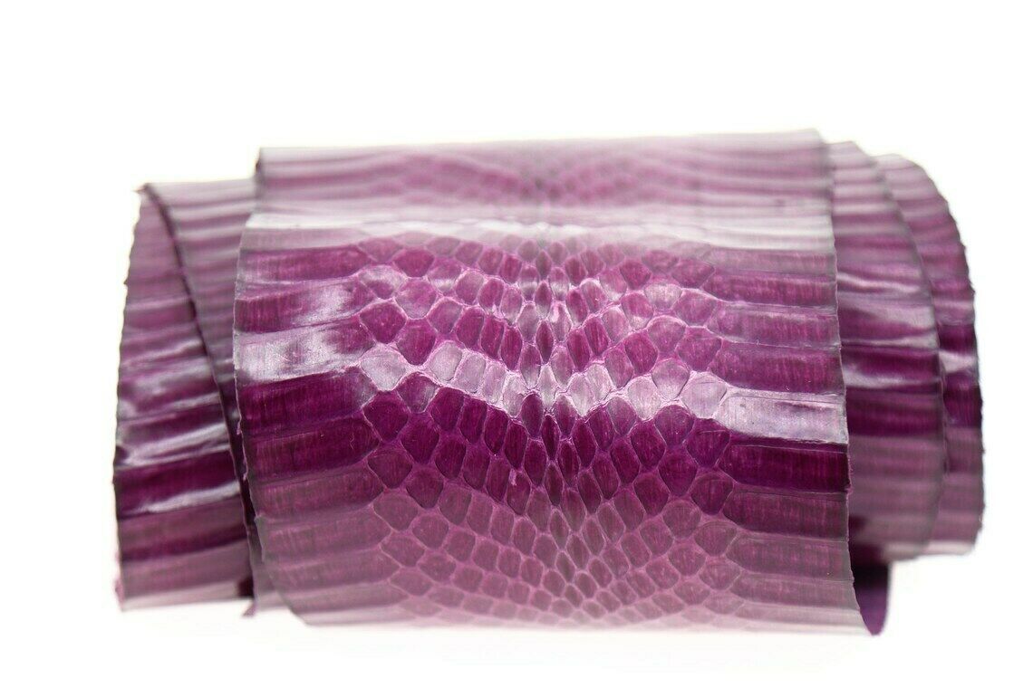 Real Snake Skin Belly Hide Leather Pelt Snakeskin Craft Supply Glossy Purple