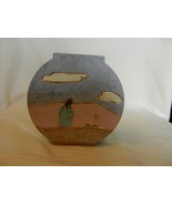 6&quot; Tall Oval Flower Vase Ceramic, Southwestern Scene by Kate Multi Colored - $37.13