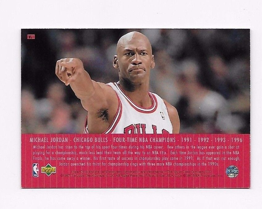Rare! MICHAEL JORDAN 1997 Upper Deck #MJ1 Gatorade 3.5"x 5" Redemption