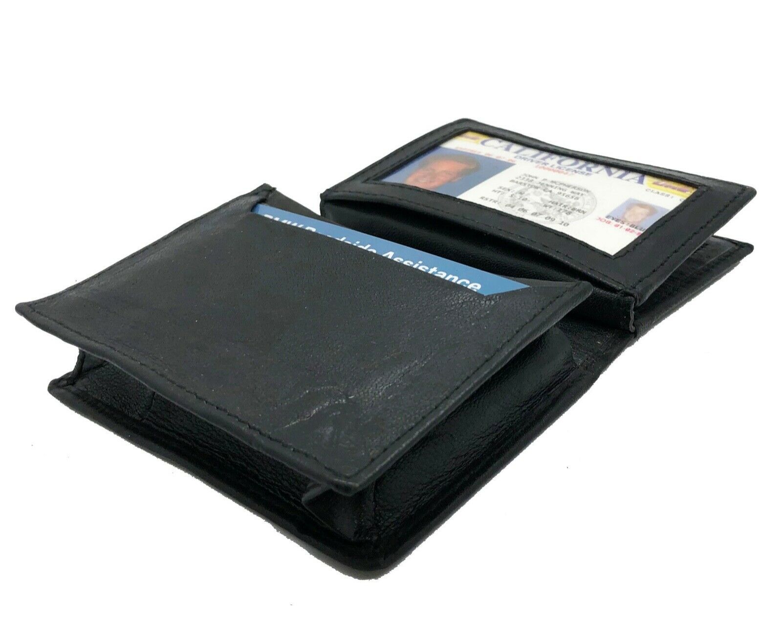 Black Genuine Leather Mens Bifold Wallet 20 Card Holder Front Pocket Organizer - Wallets