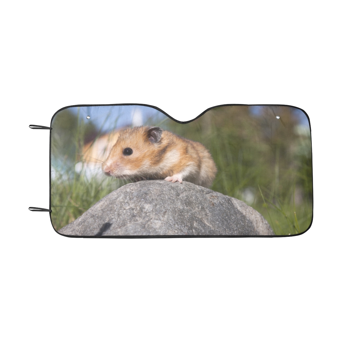 Funny Windshield Sun Shade Cute Hamster On A Stone Pattern Car Window
