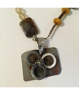 Square Circles Pendant One Of A Kind Stainless Steel Unique Handcrafted New - $60.00