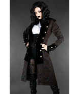 Brown Brocade Goth Victorian Officer Jacket Steampunk Long Pirate Prince... - $119.99