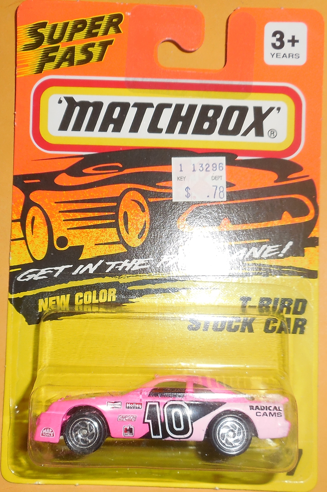 1994 Matchbox Super Fast T Bird Stock Car #7 Mint On Card