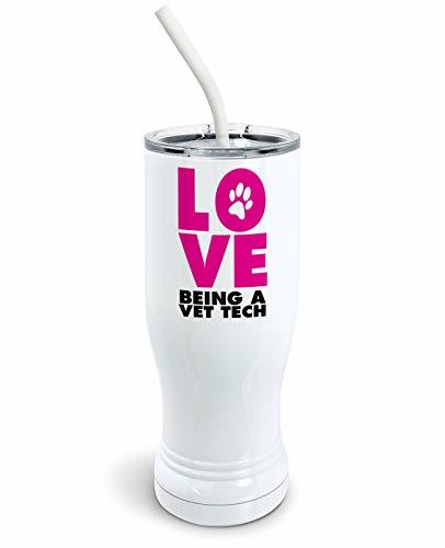 PixiDoodle Animal Lovers Paw Print Vet Tech Pilsner Tumbler with Spill-Resistant