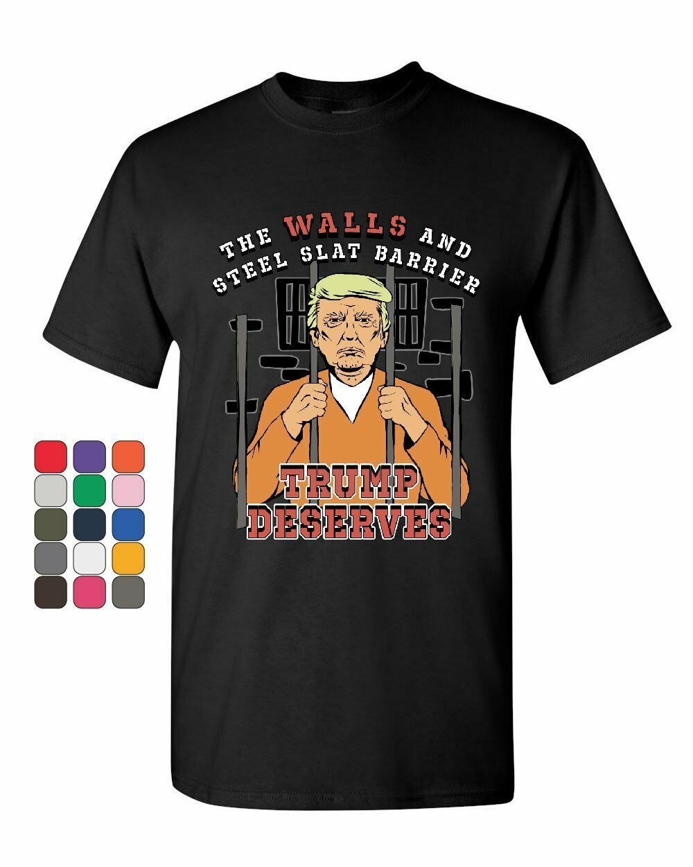 Trump for Prison T-Shirt Lock him Up Jail Jumpsuit Trump Sucks Mens Tee Shirt