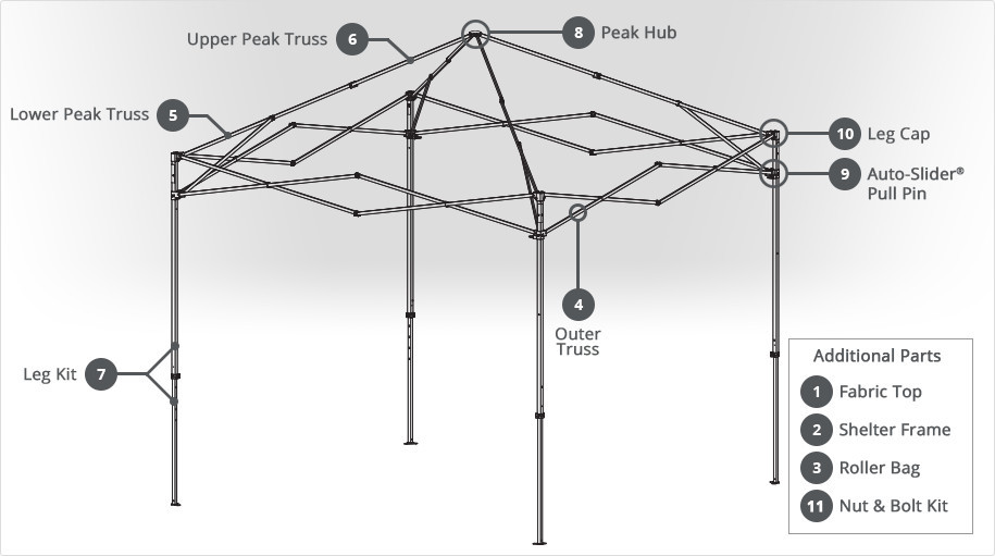 EZ UP 59" 3/8" x 7/8" Steel Outer Truss White EP3RP10STLOTWH EzUp