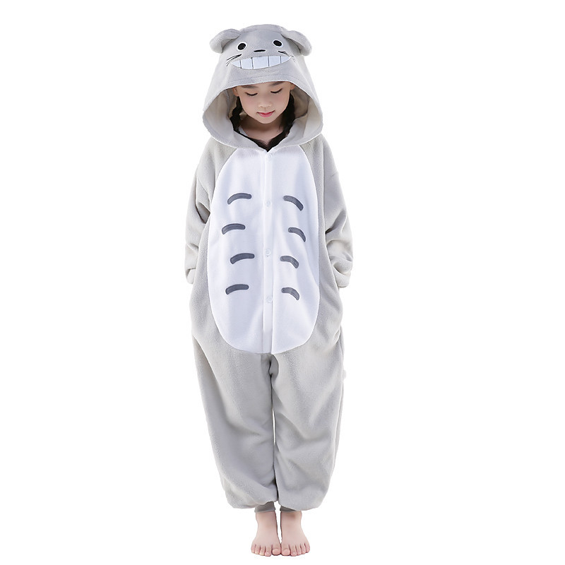 Kid's Kigurumi Pajamas Cat Onesie Pajamas Polar Fleece Gray Cosplay For Boys and