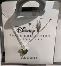 Disney Parks Mickey Mouse Faux Gem August Birthstone Necklace Silver Color NEW