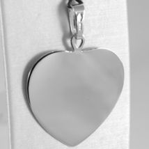 18K WHITE GOLD BIG HEART PHOTO & TEXT ENGRAVED PERSONALIZED PENDANT 30 MM MEDAL image 3