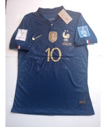 Kylian Mbappe France 2022 World Cup Final Match Slim Fit Blue Home Socce... - $120.00
