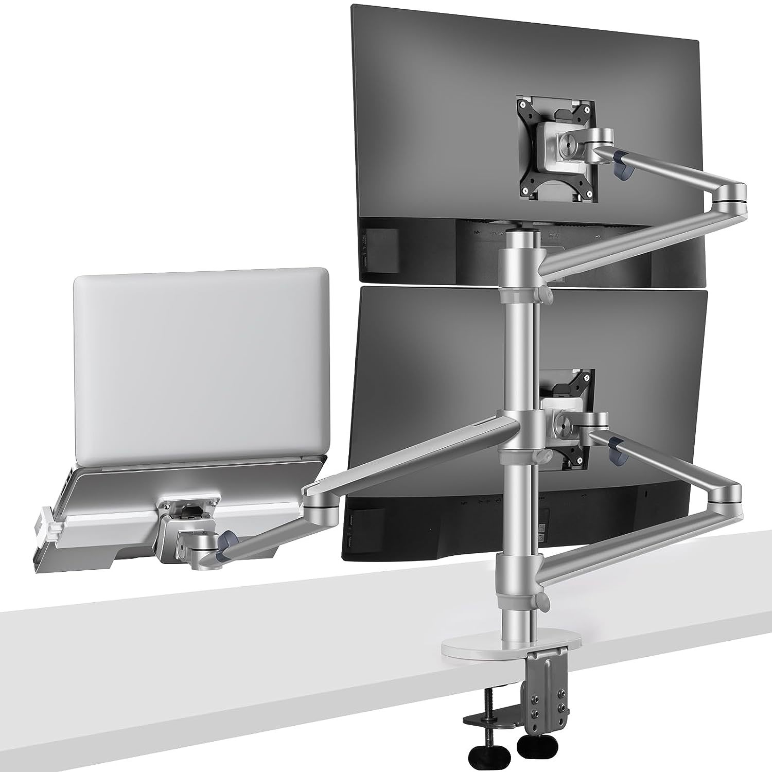 Monitor And Laptop Mount, 3In1 Adjustable Triple Monitor Arm Desk