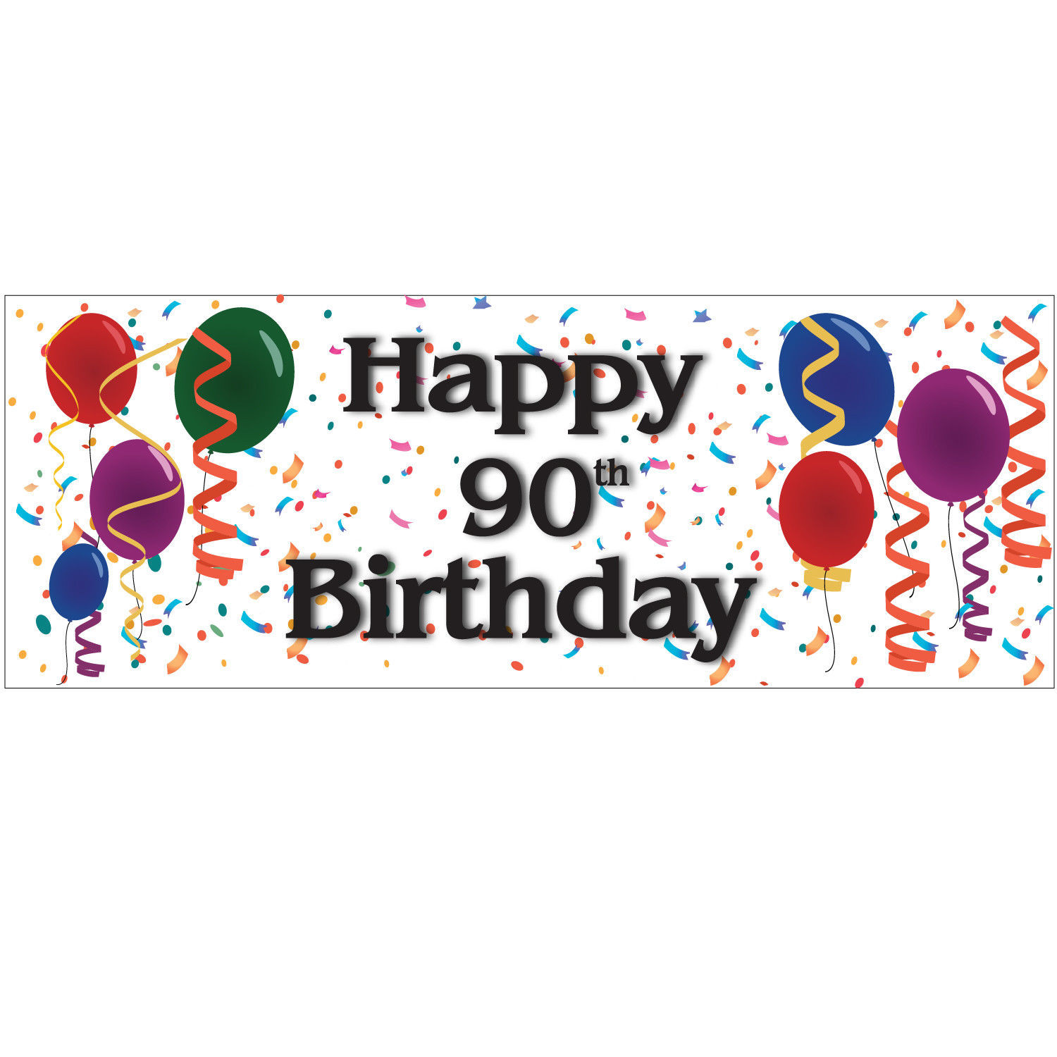 HAPPY 90th BIRTHDAY Banner, 5' x 3' Outdoor Birthday Party ...