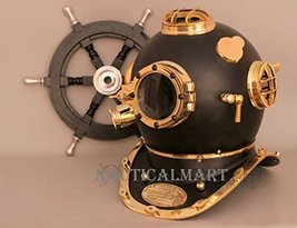 Nauticalmart Vintage U.S Navy Mark V Model Diving Divers Helmet Full Brass 