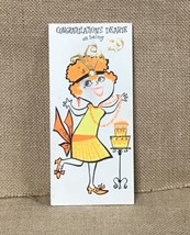 Ephemera Vintage American Greetings Card Orange Haired Lady In Yellow Dress - $3.96