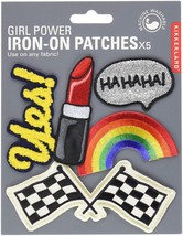 New Kikkerland Girl Power Patch Iron Set of 5 Lipstick Yes Rainbow Hahah... - $12.99