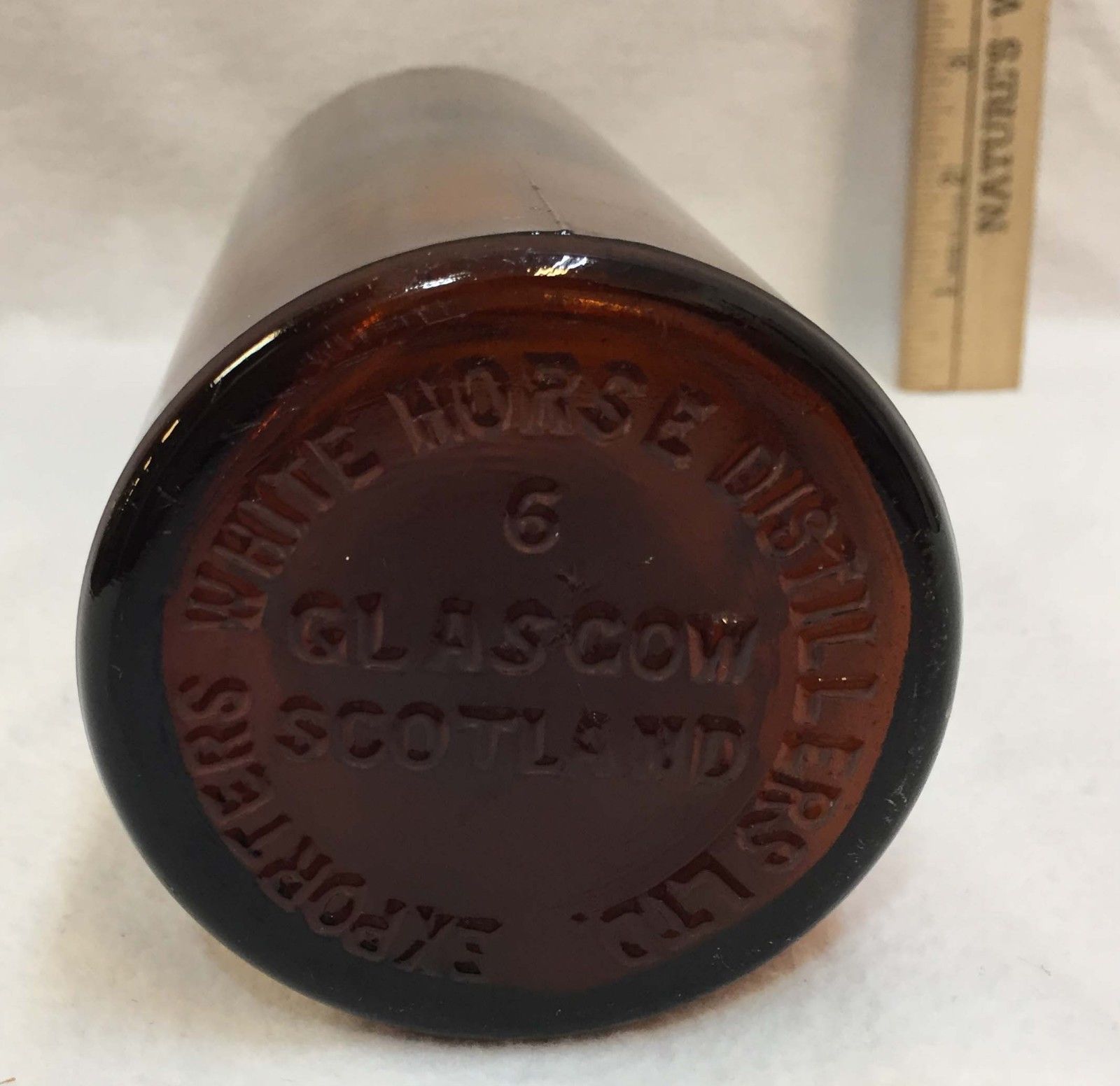 White Horse Distillers Liquor Bottle Painted and Embossed Scotland