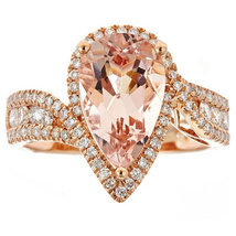 14k Rose Gold Over Silver Pear-cut Morganite & Diamond Engagement Ring - $93.05