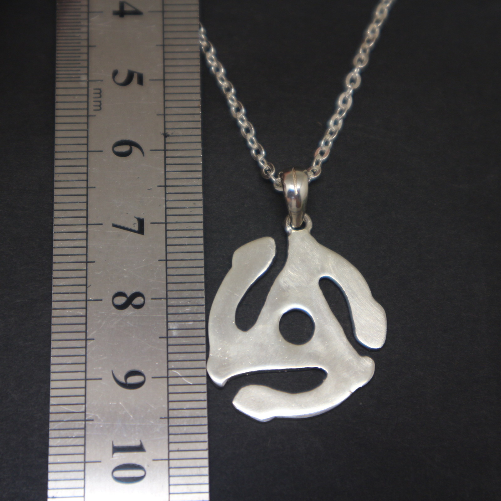 Handmade Sterling Silver 925 Music 45 Rpm Record Adapter Necklace