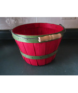 red apple basket with wood handle, split wood basket, produce farm marke... - $15.00