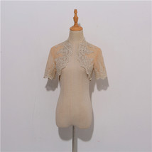 Champagne Gold Lace Wedding Shrugs Boleros Short Sleeve Wedding Guest Cover Ups