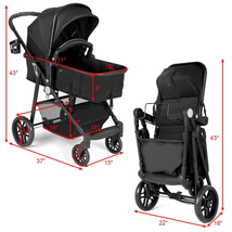 2-In-1 Foldable Pushchair Newborn Infant Baby Stroller image 9