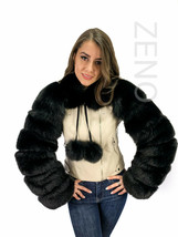 Jet Black Fox Fur Arms Sleeves / Stole With Scarf Fur By Sections Saga Furs image 1