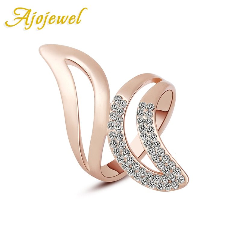 Ajojewel #7-9 New Trendy Engagement Jewelry Rose Gold Color AAA Austrian Crystal