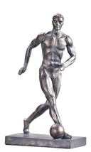 Soccer Player Figurine Statue 11.4" High Gray Poly Resin Trophy Athlete Stride