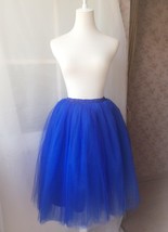 Womens Midi Tulle Tutu Skirt, 4-Layered Midi Tulle Skirt, Royal Blue, Plus Size