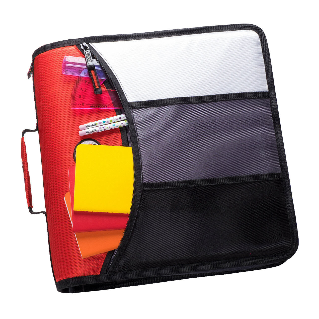 Case it The Mighty Zip Tab 3Ring Zipper Binder D156B, Shoulder Strap