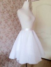 Nude Knee Length High Waist Tulle Midi SKIRT Custom Plus Size Party Skirt image 3