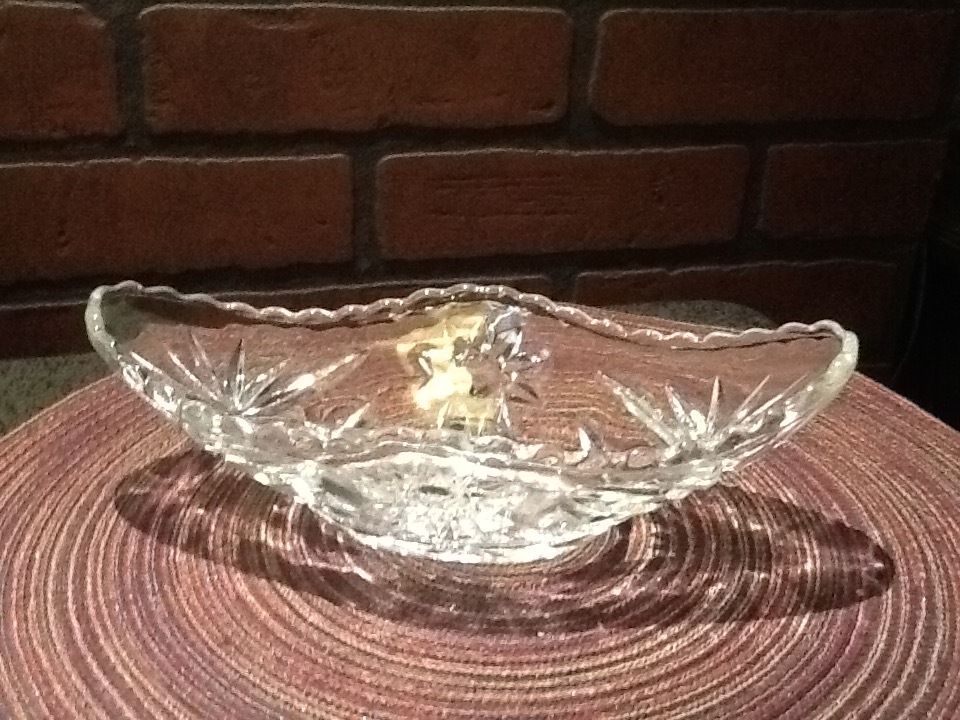 Star & Diamond Design Glass Relish Dish 