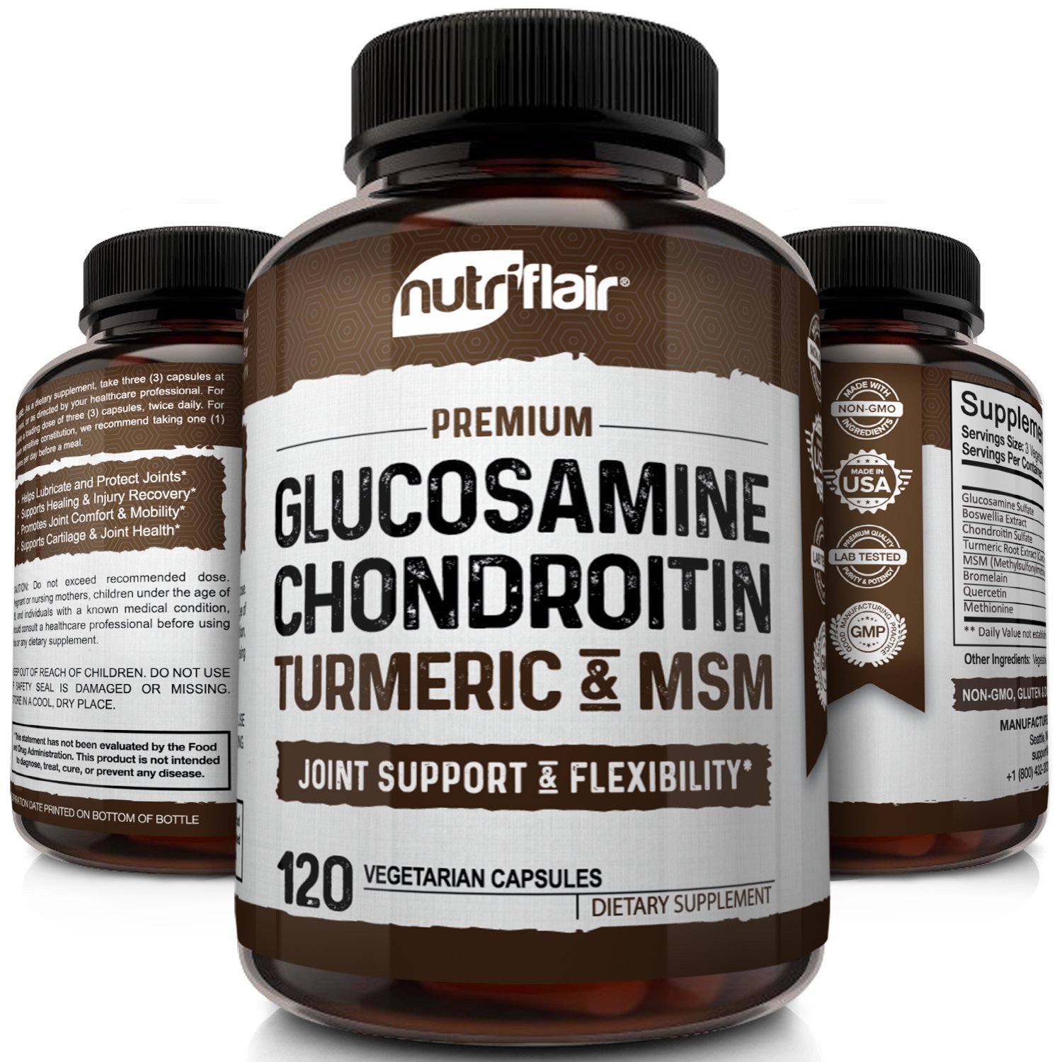 NutriFlair Premium Glucosamine Chondroitin with Turmeric & MSM 120