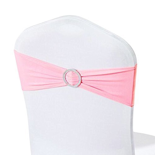 George Jimmy 10PCS Chair Back Wedding Bow Sashes Chair Cover Bands with Buckle-P
