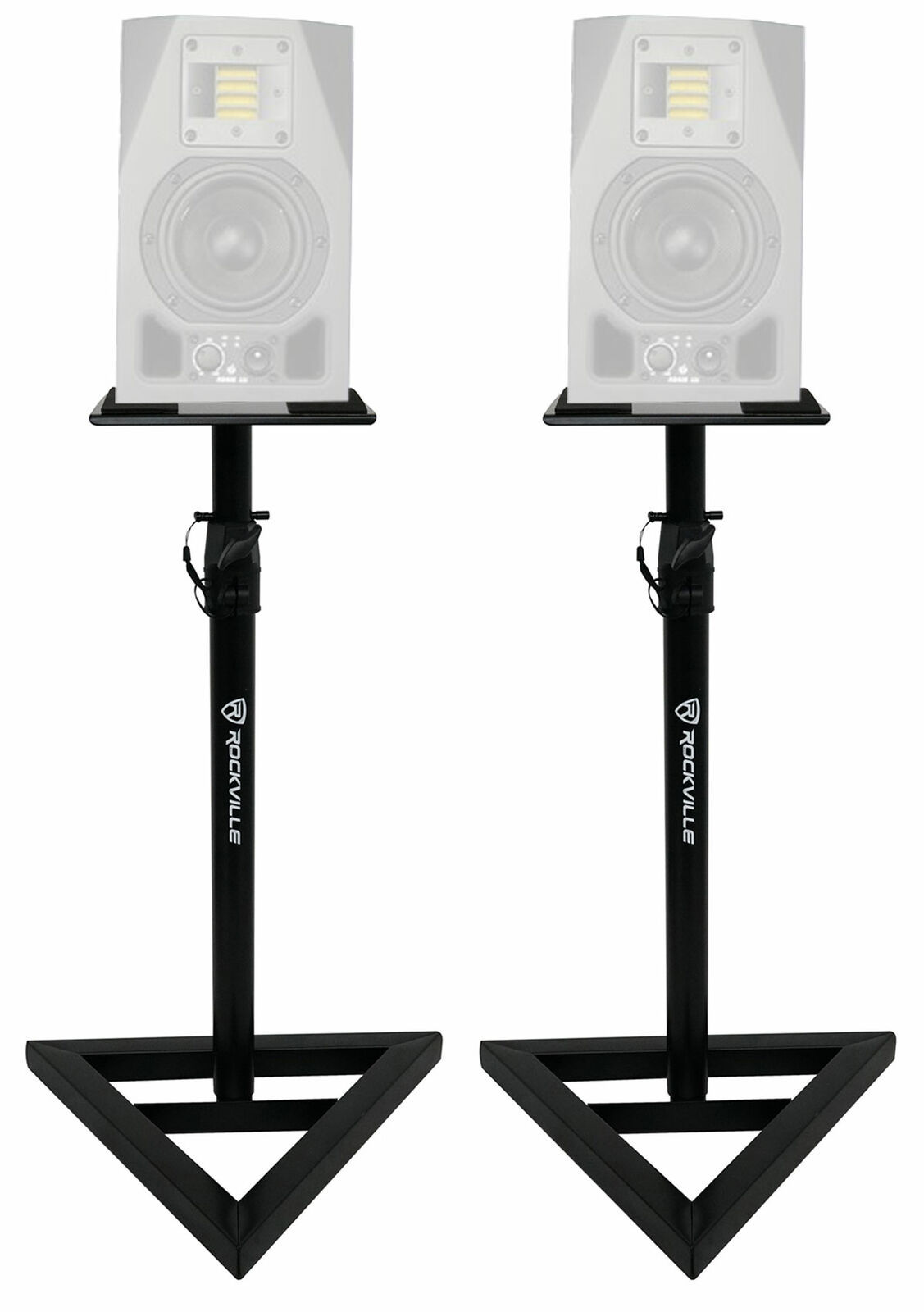 2 Rockville Adjustable Studio Monitor Speaker Stands For ADAM Audio A5X Monitors