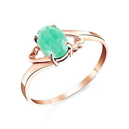 Galaxy Gold GG 14k Rose Gold Natural Emerald Ring - Size 9.5