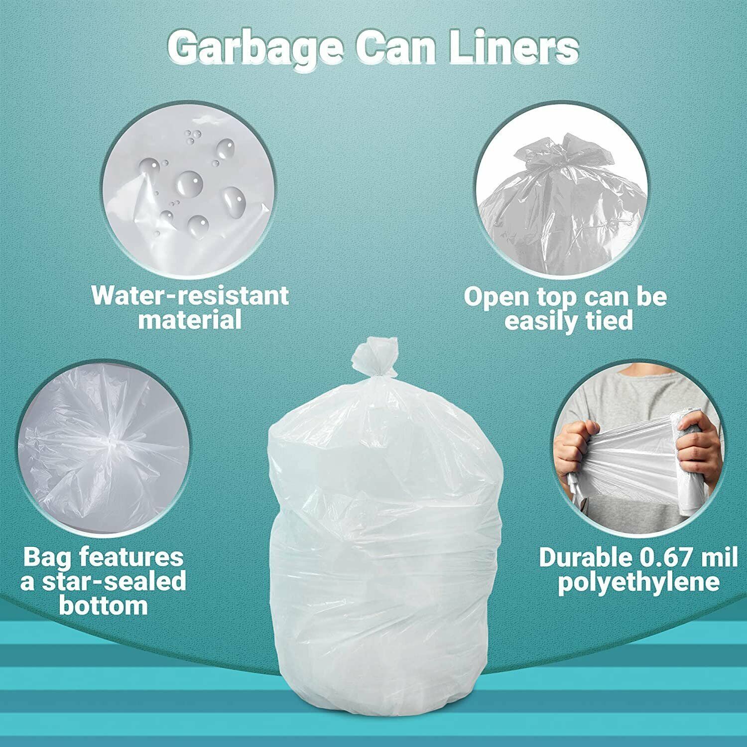 200 Trash Bags Garbage Can Liners Clear 36 x 60 High Density Bin Liners