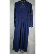 Truth and Fable Women&#39;s Dress Maxi A Lined Size XL Laced Long Sleeve Blue - $25.72