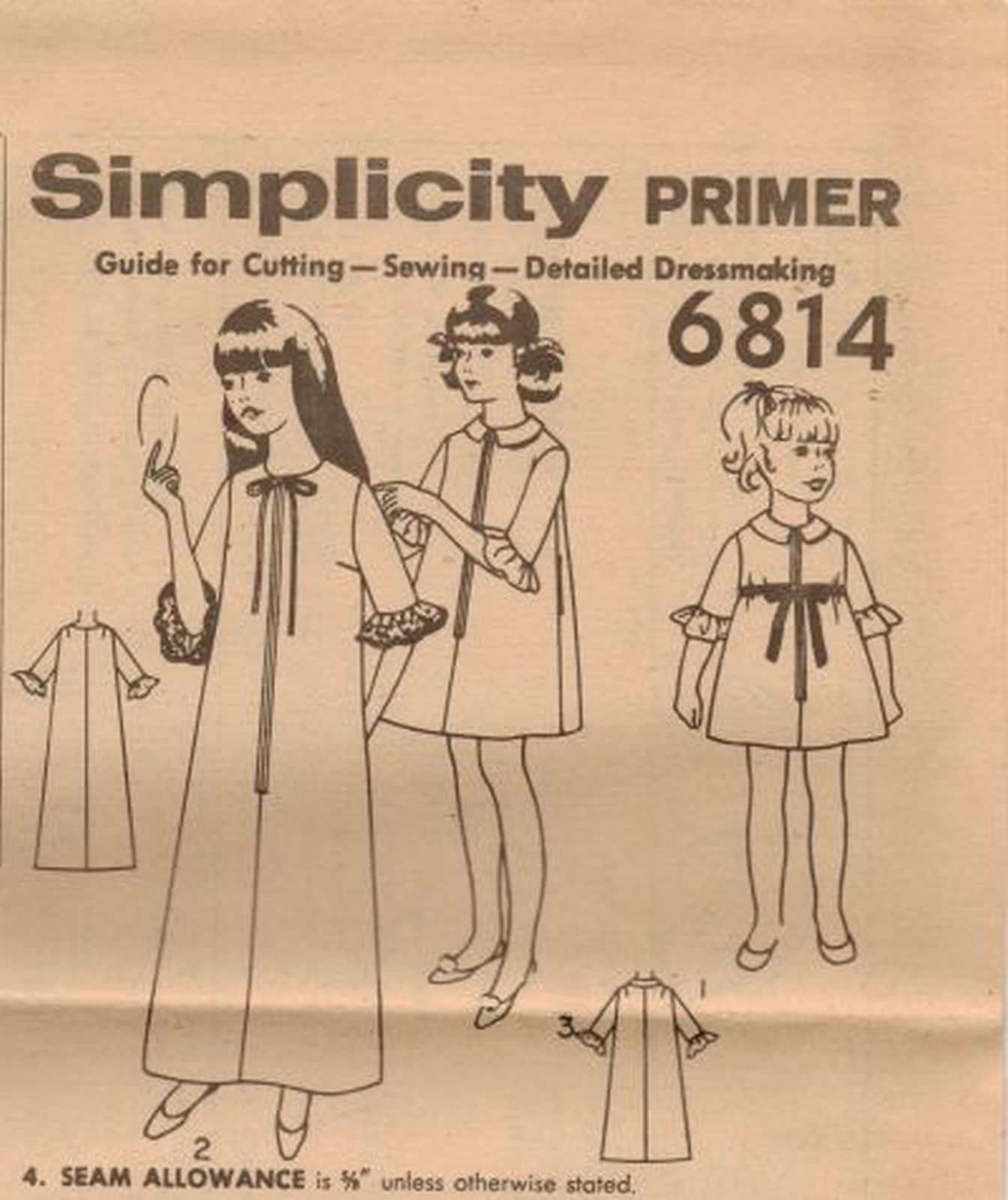 Vintage 1966 Girls Robe Bathrobe Housecoat In 2 Lengths Sew Pattern S8 ...