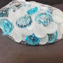 Blue Frosted Glass Gems, Colored Marbles, Vase Filler, Blue Pebbles, Soil Topper image 2