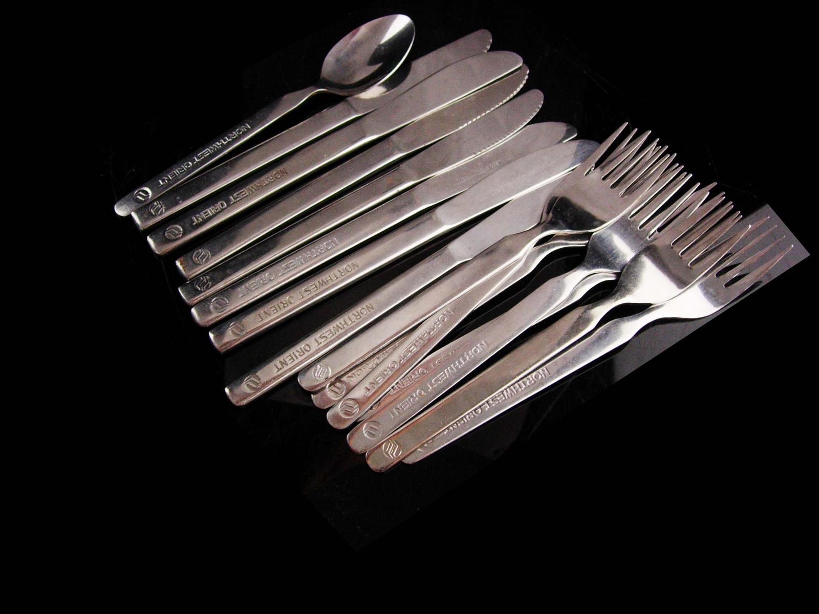 Primary image for Vintage Northwest Orient airlines Silverware lot - 15 pc - retro collectible fla