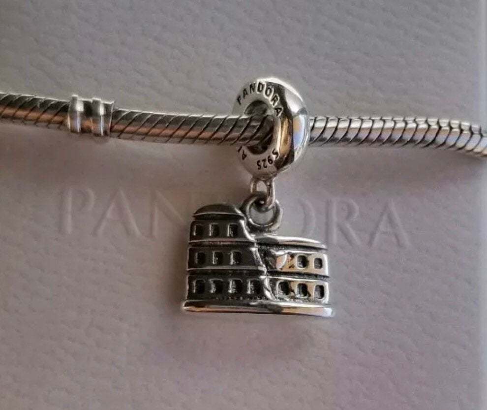 Pandora Colosseum Love Travel Rome Silver Charm Italy Dangle Authentic