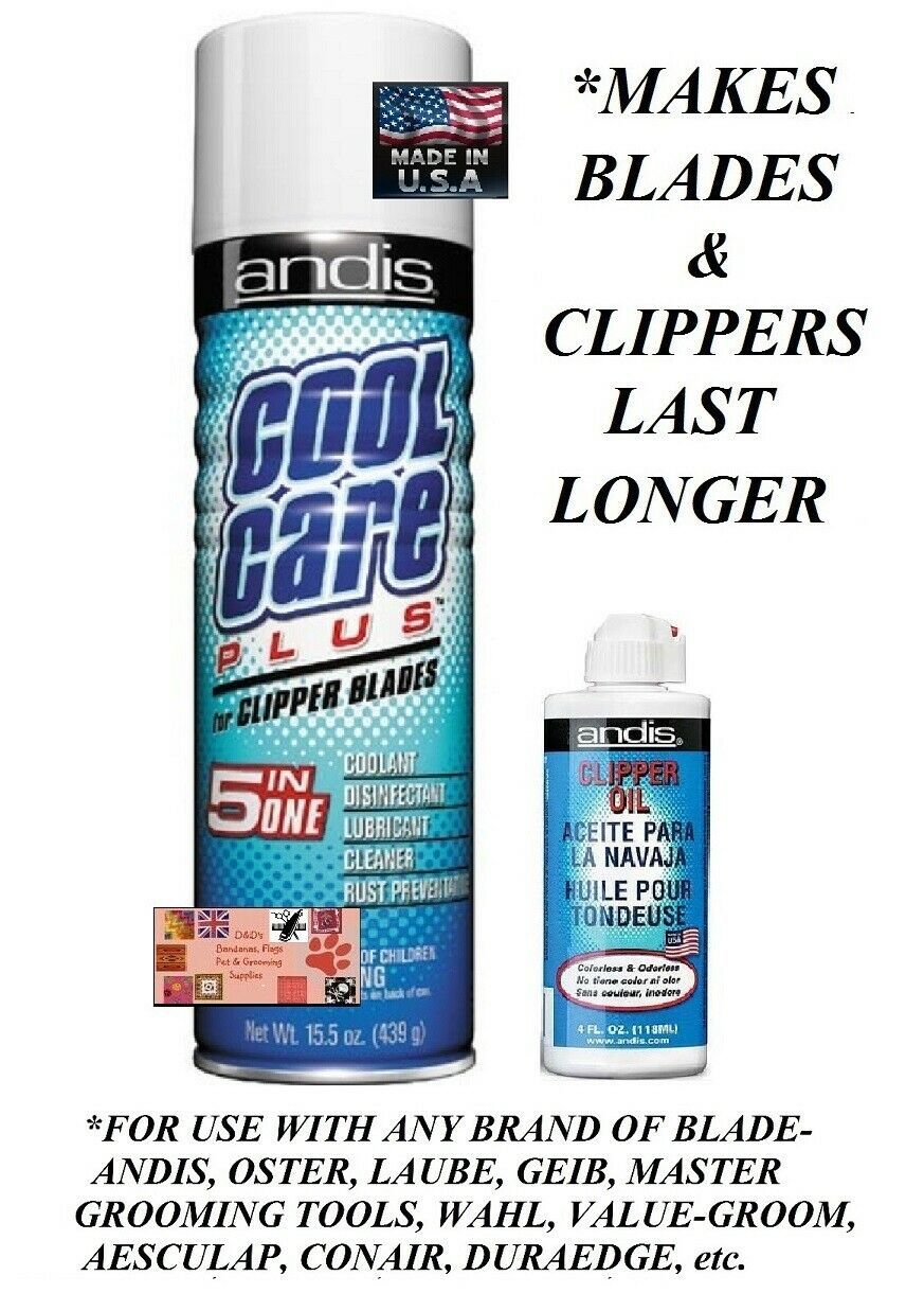 ANDIS CLIPPER BLADE CARE OIL&5 in ONE COOLANT SPRAY SET-Cleans,Cools,Disinfects